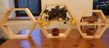 Załaduj obraz do przeglądarki galerii, Zestaw 3 szt. półek w kształcie heksagonalnym, świerk